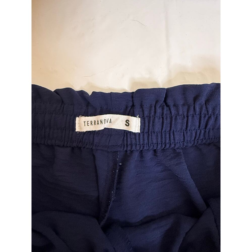 Terranova Navy Paperbag Waist Crinkle Shorts S - Picture 3 of 8